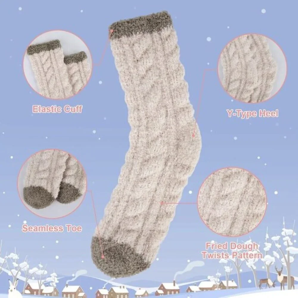 7-Pair Women’s Fuzzy Socks Cozy Fluffy Warm Christmas Gift Set